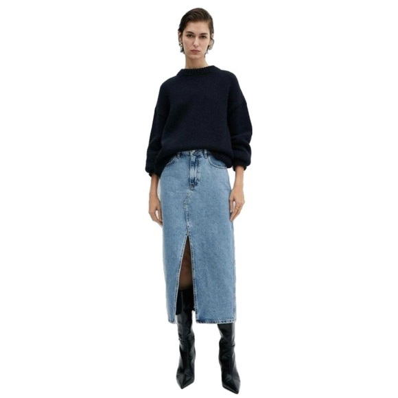 Mango MNG Jolie Denim Midi Maxi Skirt, Light Blue size XXS - Picture 8 of 10